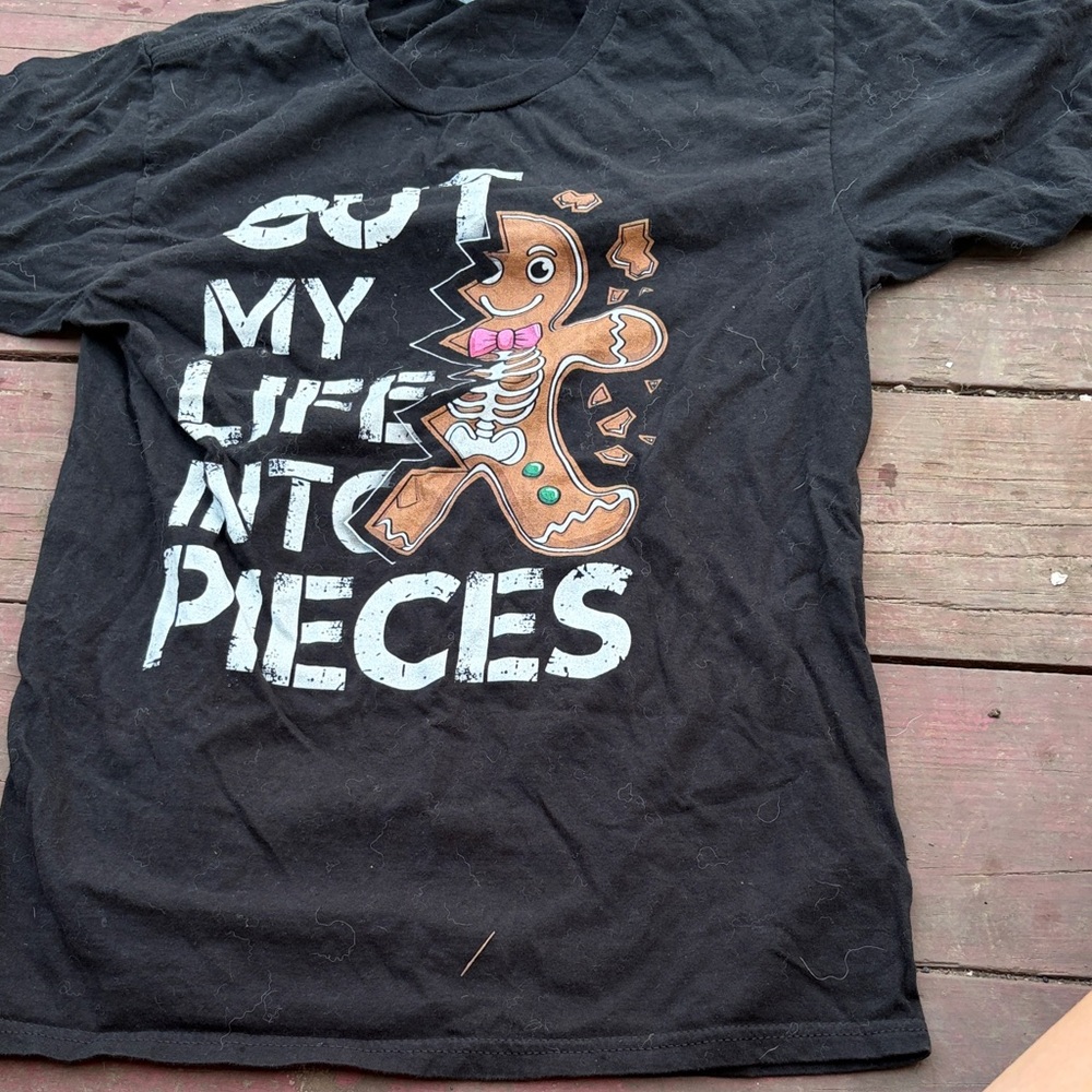 Port and Company Black Short Sleeve Tee with Gingerbread Graphic
